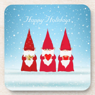 Posavasos Gnomos de Navidad en azul claro