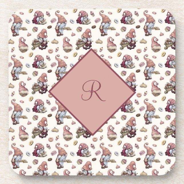 Posavasos Gnomos Monogramáticos Horneando, Magdalenas, Donas (Frente)