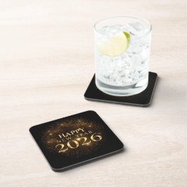 Posavasos gold confetti happy new year Hard plastic coaster