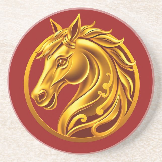 Posavasos Gold Horse-Red and Gold-Chinese New Year 2026 (Frente)