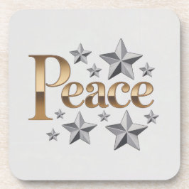 Posavasos Gold Peace Silver Stars White Coaster
