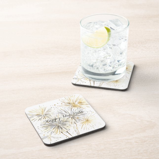 Posavasos Gold Silver Fireworks New Year's Eve or Day (Lado Derecho)