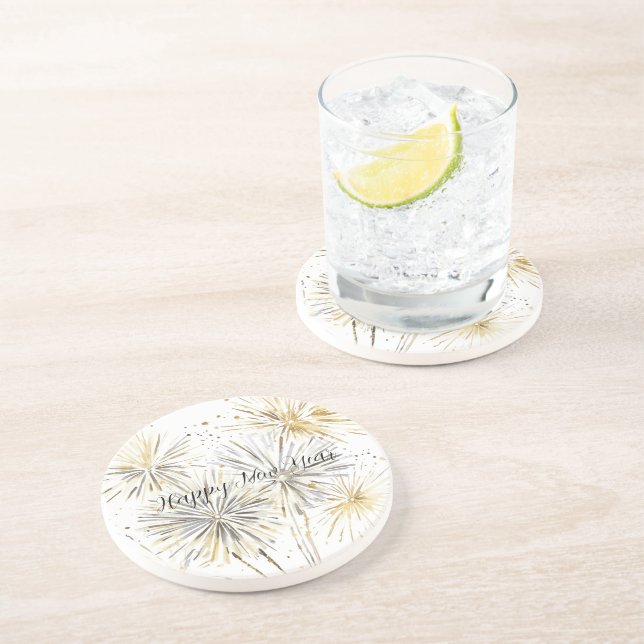 Posavasos Gold Silver Fireworks New Year's Eve or Day (Lado)