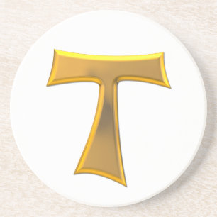 Posavasos Golden 3D Look Franciscan Tau Cross