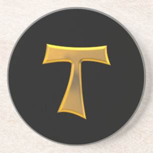 Posavasos Golden 3D Look Franciscan Tau Cross