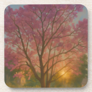Posavasos Golden Bloom - Pintura de los jardines de la puest