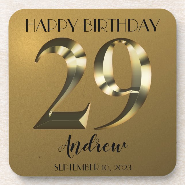 Posavasos Golden metálico de 29 años (Frente)