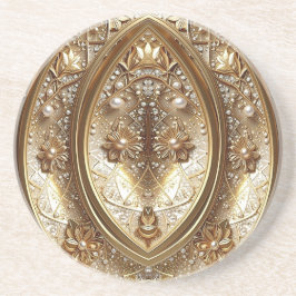 Posavasos Golden Ornate Frame Sandstone Coaster