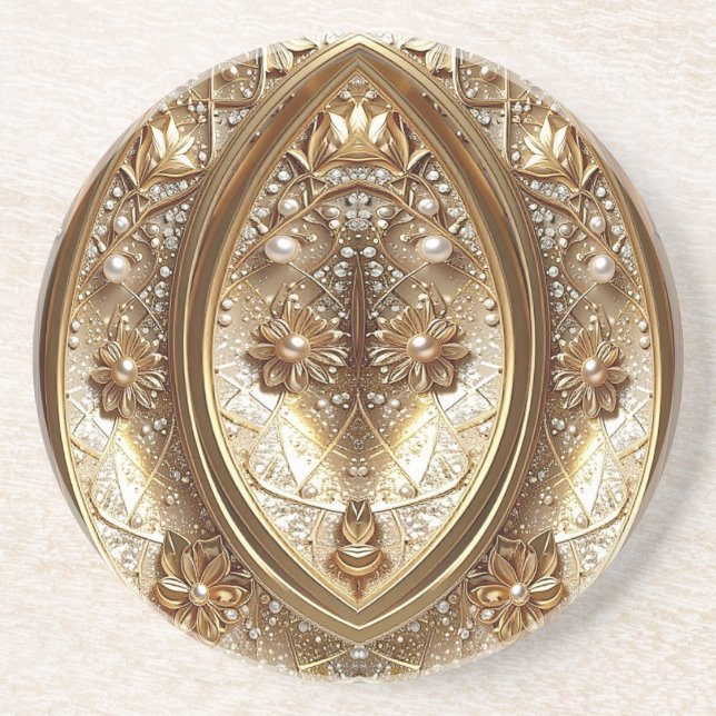 Posavasos Golden Ornate Frame Sandstone Coaster (Frente)