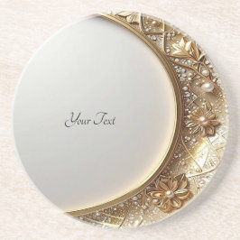 Posavasos Golden Ornate Frame Sandstone Coaster