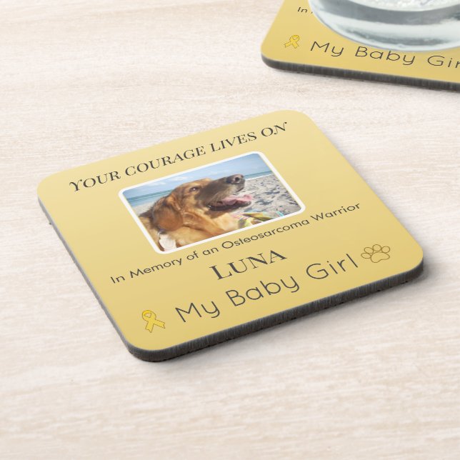 Posavasos Golden Osteosarcoma Pet Memory Tribute (Lado Izquierdo)