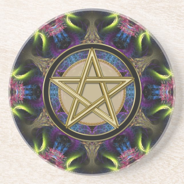 Posavasos Golden Pentacle Magick Fractals (Frente)