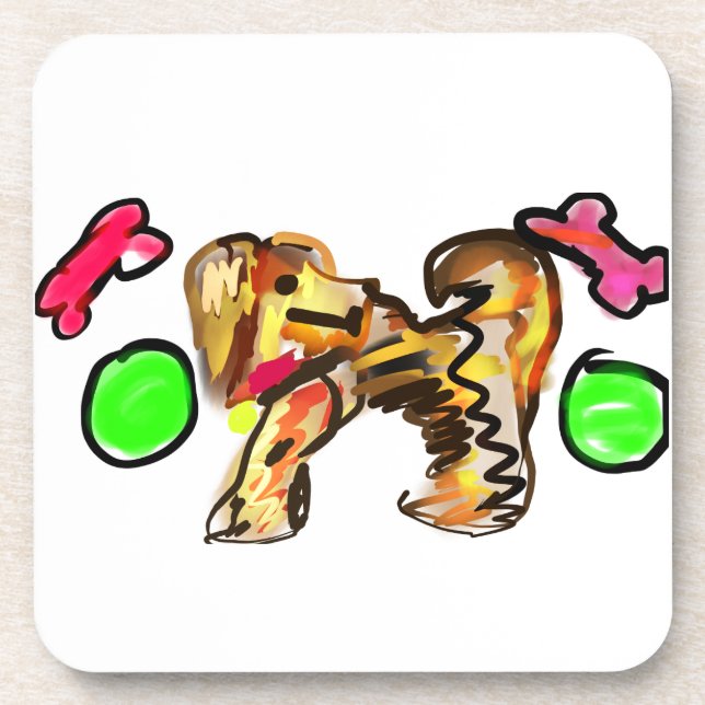 Posavasos Golden retriever art (Frente)