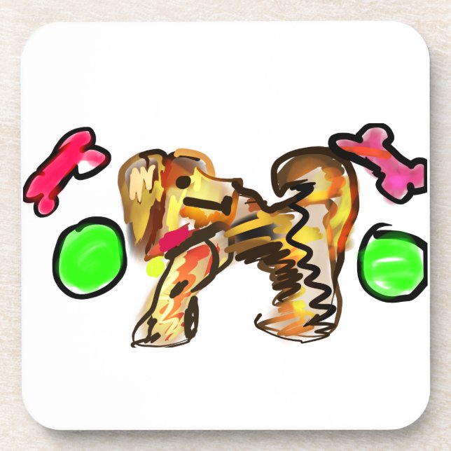 Posavasos Golden retriever art (Frente)