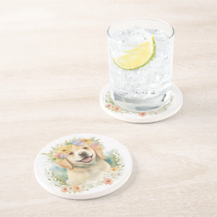 Posavasos Golden Retriever en Corona de Laurel