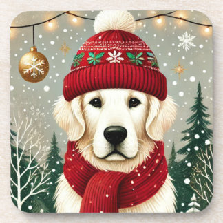 Posavasos Golden Retriever in Festive Sweater - Cozy Christm