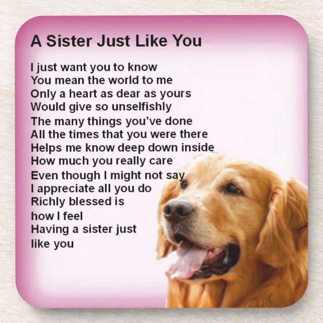 Posavasos Golden retriever - poema de la hermana (Frente)