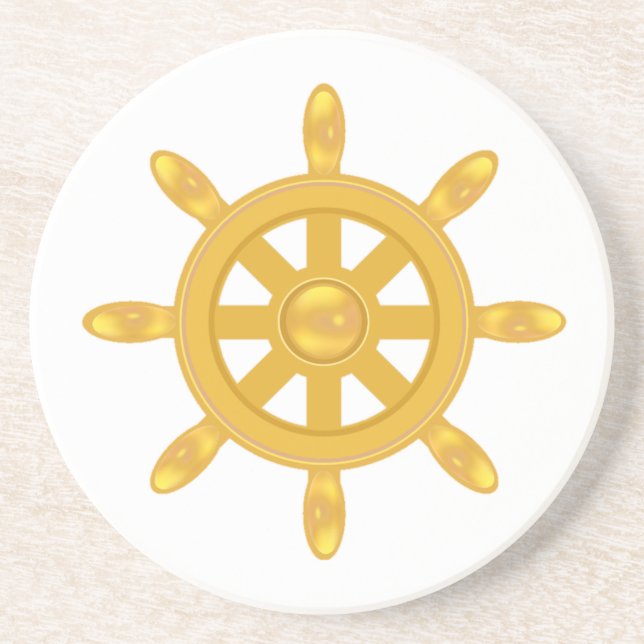 Posavasos Golden ship wheel on white (Frente)