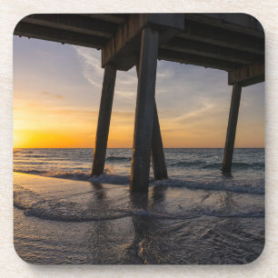 Posavasos Golden Sunrise Under Pensacola Pier Coaster Set