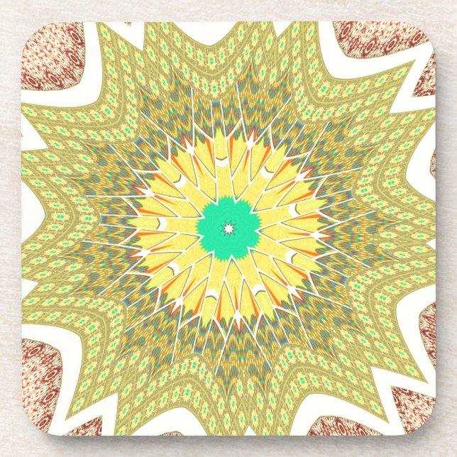 Posavasos gOLDEN YELLOW Patrón tribal étnico africano (Frente)