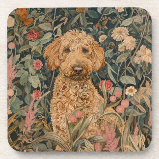 Posavasos Goldendoodle Puppy en el Jardín estilo William Mor