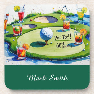Posavasos Golf 60 cumpleaños para golfista con balón y tee