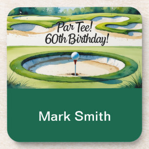 Posavasos Golf 60 cumpleaños para golfista con balón y tee