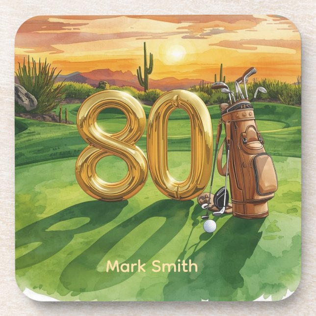 Posavasos Golf cumpleaños 80 en Arizona (Frente)