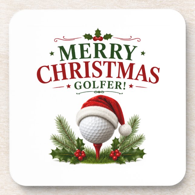 Posavasos Golf tema de Navidad para golfista (Frente)
