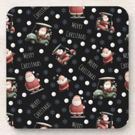 Posavasos Golfing Santa sobre Black