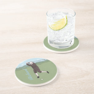 Posavasos Golfista personalizado del vintage