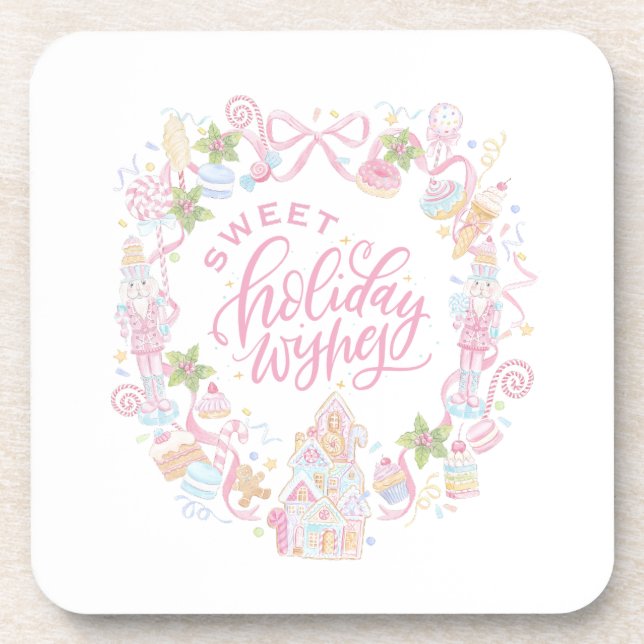 Posavasos Golosinas de Pastel | Dulces Deseos Navideños (Frente)