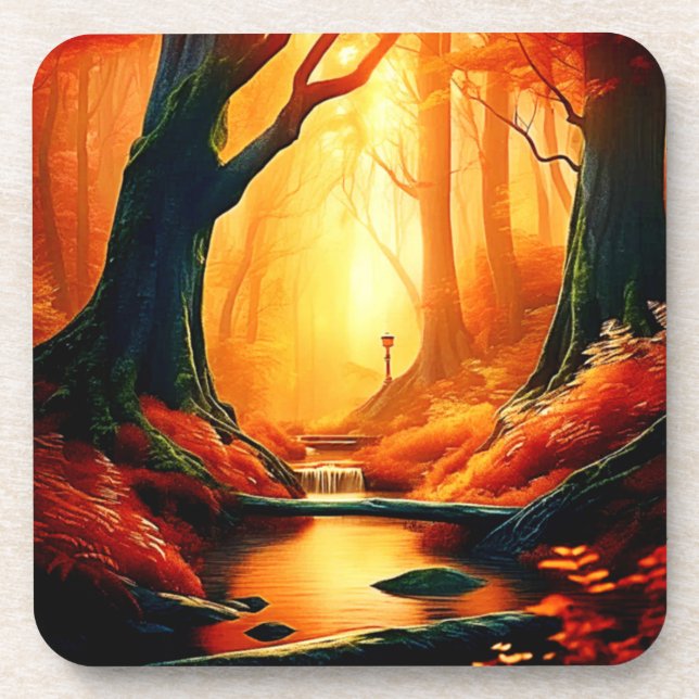 Posavasos Golpe dorado del bosque encantado (Frente)