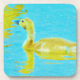 Posavasos Goma bebé amarillo con agua azul clara