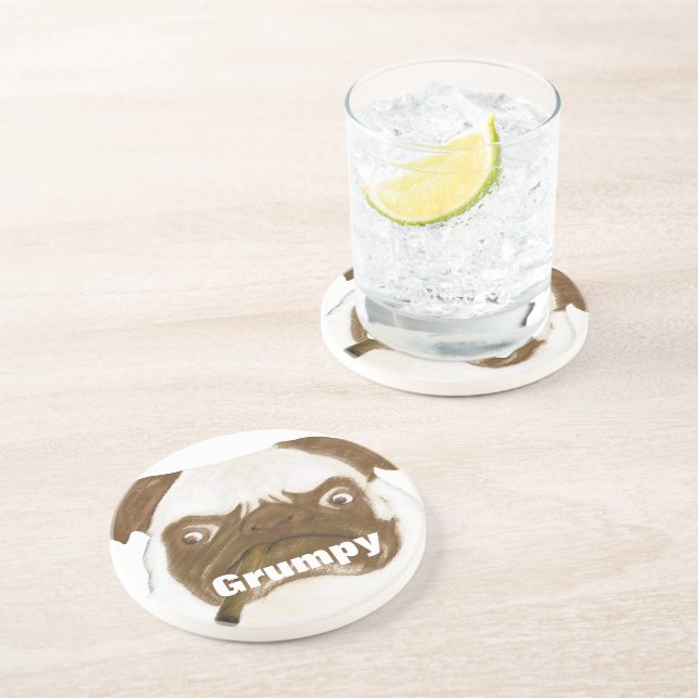 Posavasos Goma grumpy personalizada con cigarro (Lado)