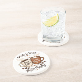 Posavasos Good Coffee Good Friends mit zwei Kaffeetassen