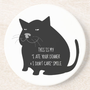 Posavasos Gordo Gato Negro Presumido Frase Divertida