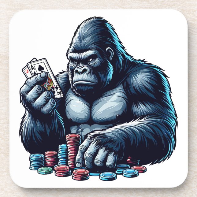 Posavasos gorilla ape jugar cartas póker jugar casino (Frente)