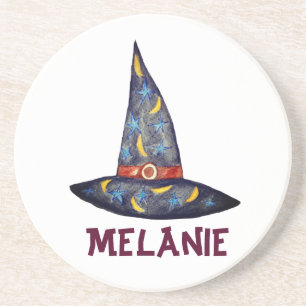Posavasos Gorra de brujas negras, estrellas gallas de Hallow