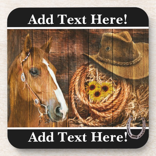 Posavasos Gorra de Cowboy del Oeste Lasso Rustic Barn Board (Frente)