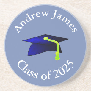 Posavasos gorro de graduación azul - clase de 2025 - su nomb