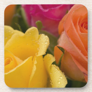 Posavasos Gotas de agua en rosas amarillo-naranja y rosados