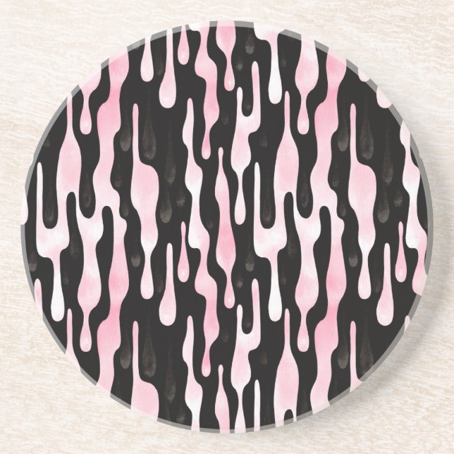 Posavasos Gotear Negro Rosa (Frente)