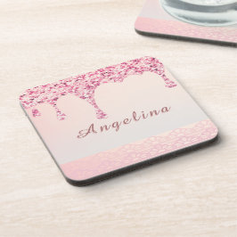 Posavasos Goteo de brillo glamuroso rosa elegante