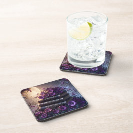 Posavasos Gothic Book Purple Floral