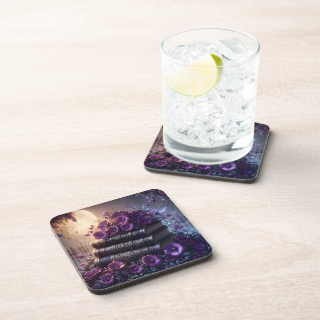 Posavasos Gothic Book Purple Floral (Lado Derecho)