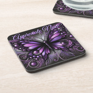 Posavasos Gótico Caprichoso Mariposa Morado Personalizado