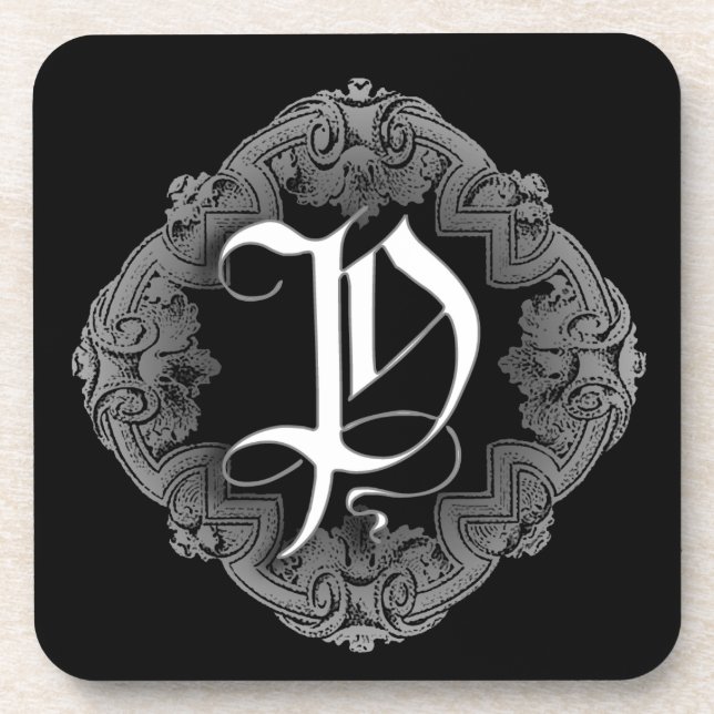 Posavasos Gótico elegante inicial P (Frente)