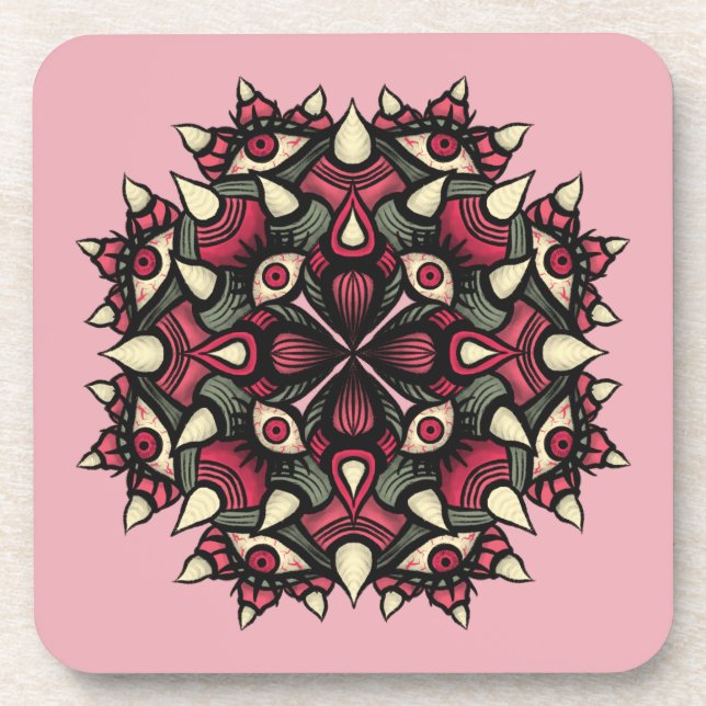 Posavasos Gótico Pastel: circo de horror rosa (Frente)