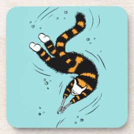 Posavasos Gótico Pastel Natación Cat Skeleton
